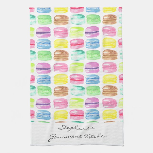 Paño De Cocina Macaroon Personalizado Acuarela Mono (Vertical)