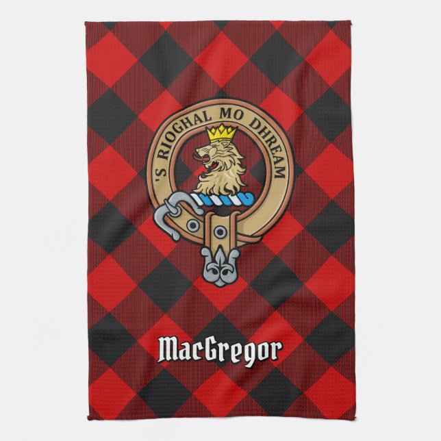 Paño De Cocina MacGregor Escudo sobre Rob Roy Tartan Kitchen Toal (Vertical)