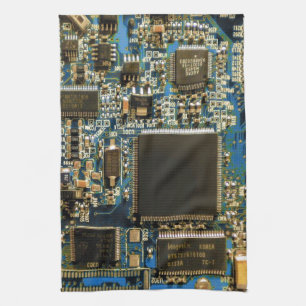 Paño De Cocina Macro Placa de Circuito Azul   Foto de PCB