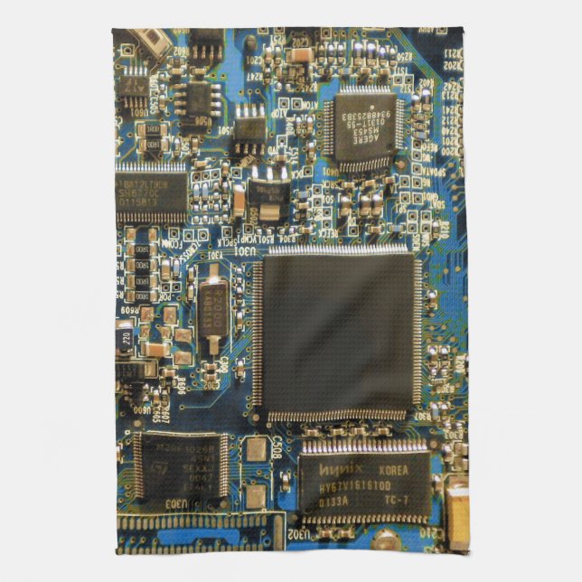 Paño De Cocina Macro Placa de Circuito Azul | Foto de PCB (Vertical)