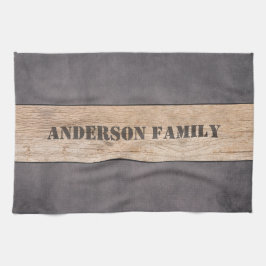 Paño De Cocina Madera sobre fondo oscuro, nombre familiar