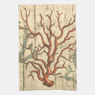 Paño De Cocina Madera y pequeño coral