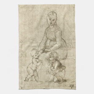 Paño De Cocina Madonna, Cristo y San Juan Bautista por Rapahel