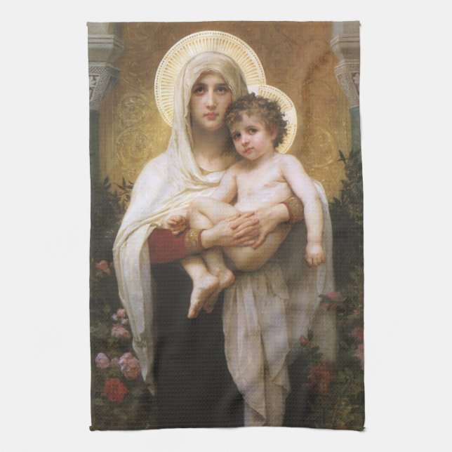 Paño De Cocina Madonna de los Rosas de Bouguereau (Vertical)