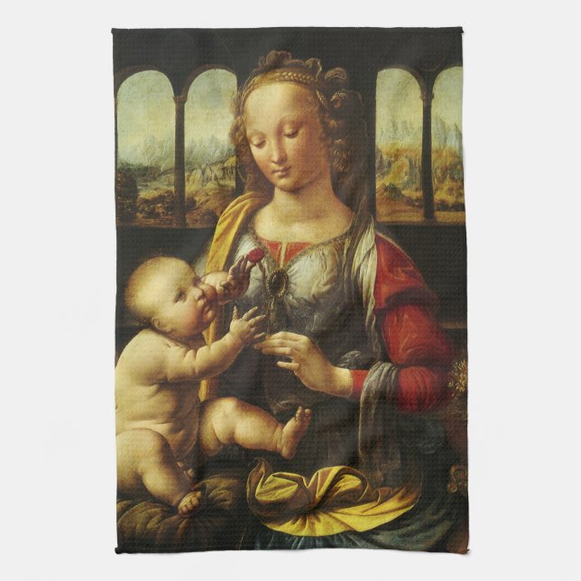 Paño De Cocina Madonna del clavel de Leonardo da Vinci (Vertical)