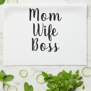 Paño De Cocina Madre esposa jefe personalizado blanco negro lindo