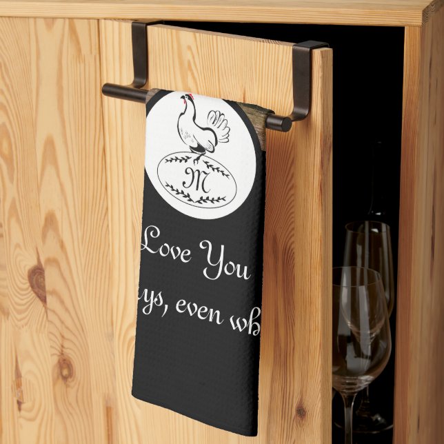 Paño De Cocina Madre Hen Nesting w Monogram Egg Photo (Pliegue de tercios)