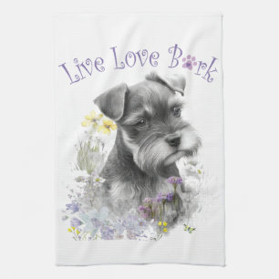 Paño De Cocina Madre Perro Schnauzer Floral