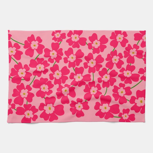 Paño De Cocina Magenta Pink Fantasy Flower Garden (Horizontal)
