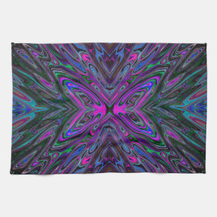 Paño De Cocina Magenta trippy, mariposa abstracta azul y verde
