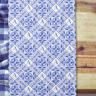 Paño De Cocina Magnífico Monograma Delft-Blue Cocina inicial