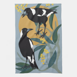 Paño De Cocina Magpies En El Sol De Invierno