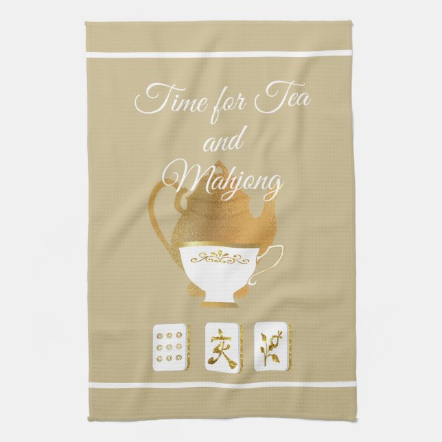 Paño De Cocina Mahjong and Teacup Kitchen Towels (Vertical)