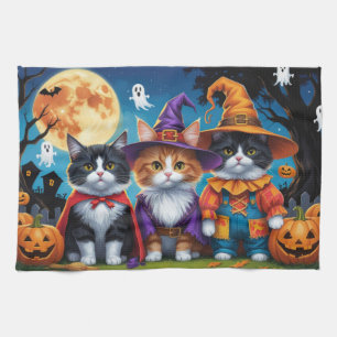 Paño De Cocina Maine Coon Cats Calabaza Halloween Gracioso