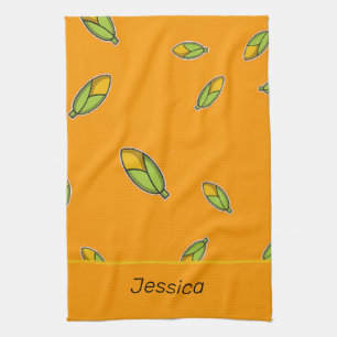 Paño De Cocina Maíz con nombre personalizado en naranja