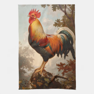 Paño De Cocina Majestuoso gallo en un frondoso bosque natural
