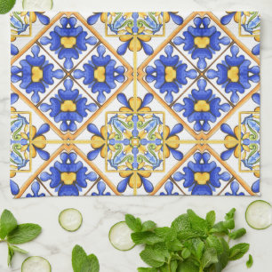 Paño De Cocina Majólica, azulejos mediterráneos,