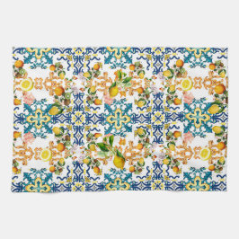 Paño De Cocina Majólica, azulejos sicilianos, cítricos de los lim