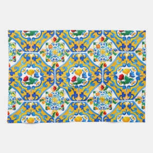 Paño De Cocina Majólica, limón, azulejos sicilianos,