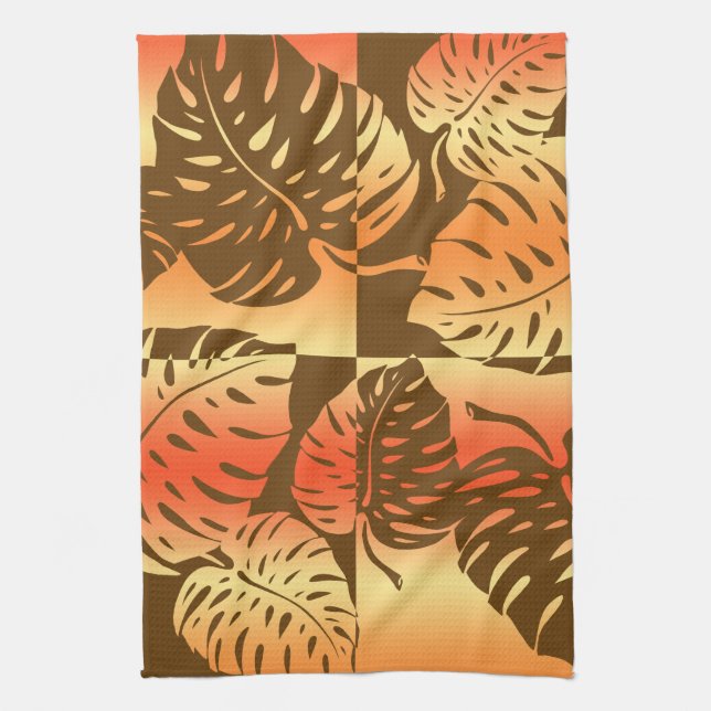Paño De Cocina Makua Monstera Hawaiian Stripe Blend Kitchen Toall (Vertical)