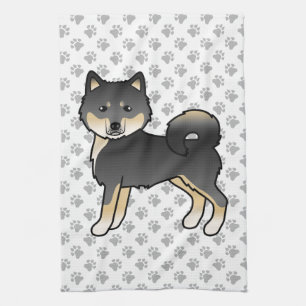 Paño De Cocina Malamute de Alaska negro y marrón, perro de dibujo