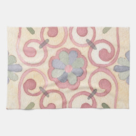Paño De Cocina Málica española italiana acuarela rosa floral