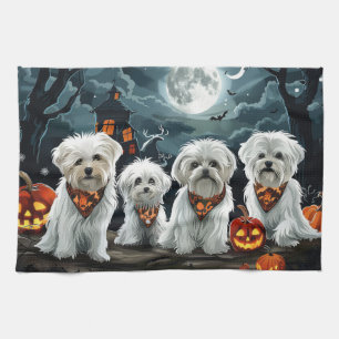 Paño De Cocina Maltés Halloween Espeluznante