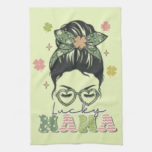 Paño De Cocina Mamá afortunada - Messy Bun - Clover St. Patrick
