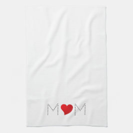 Paño De Cocina Mamá blanco de corazón rojo negro tipografía minim