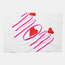 Paño De Cocina Mamá con corazones rojos