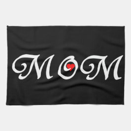 Paño De Cocina Mamá con el corazón rojo