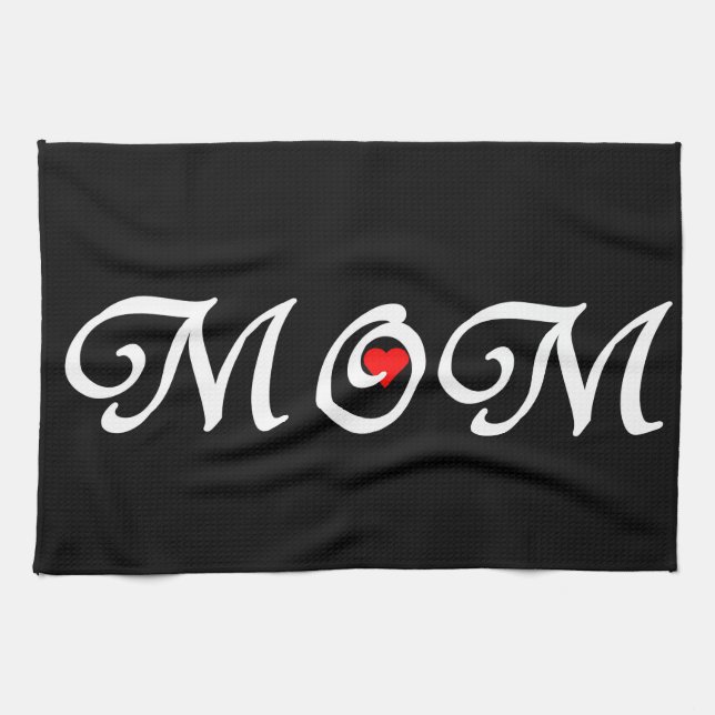 Paño De Cocina Mamá con el corazón rojo (Horizontal)