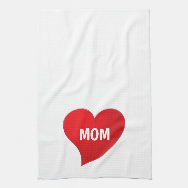 Paño De Cocina Mamá corazón rojo blanco moda gráfica moderna (Vertical)