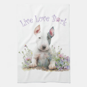 Paño De Cocina Mamá de Bull Terrier Floral