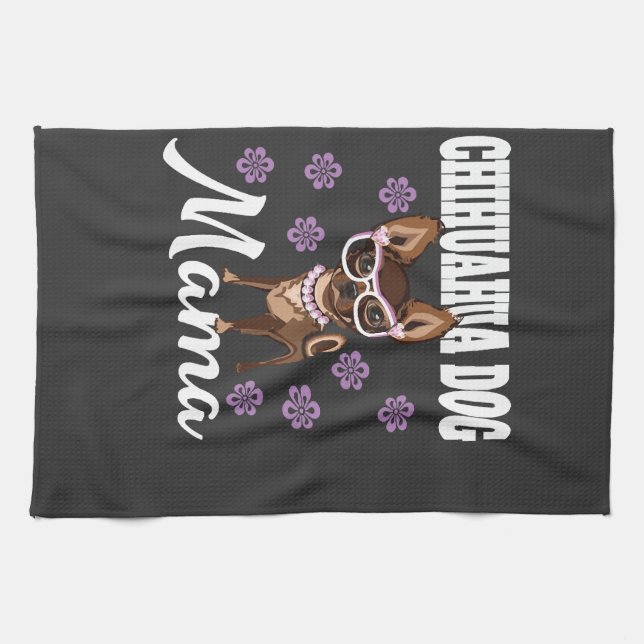 Paño De Cocina Mamá de perro Chihuahua mujer   (Horizontal)
