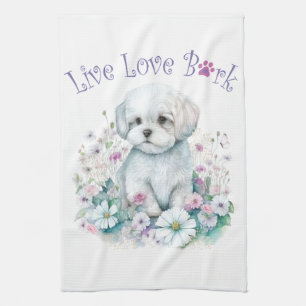 Paño De Cocina Mamá de perro maltés floral