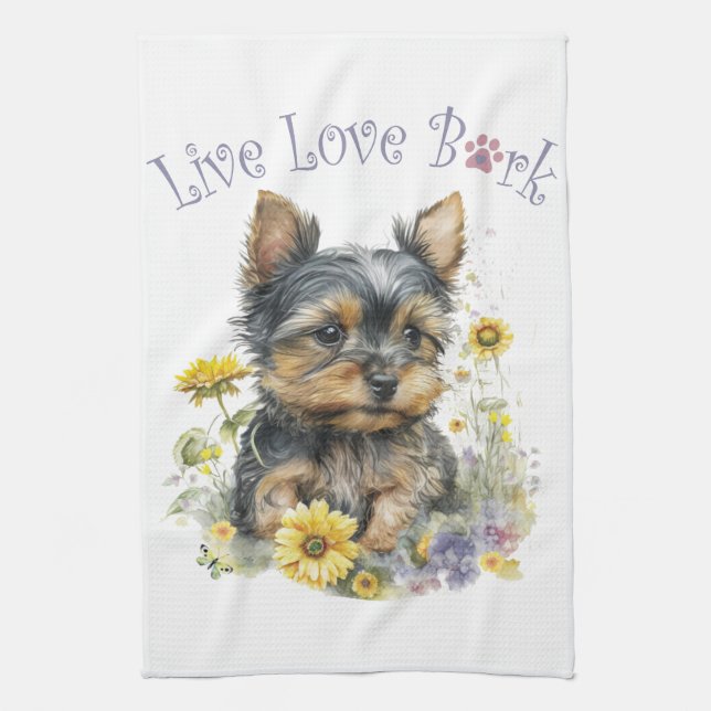 Paño De Cocina Mamá de Yorkie Floral (Vertical)