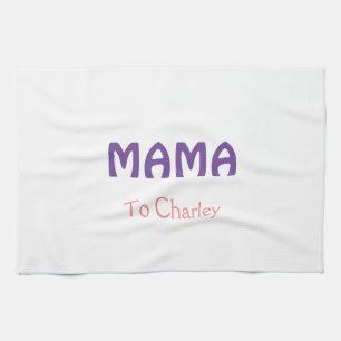 Paño De Cocina Mama feliz madres retro púrpura agregar texto nomb