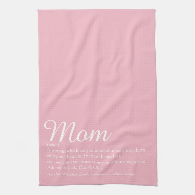 Paño De Cocina Mamá, Mamá, guión de definición materna rosa (Vertical)