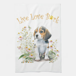 Paño De Cocina Mamá Perro Beagle Floral