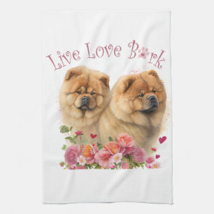 Paño De Cocina Mamá Perro Chow Chow Floral