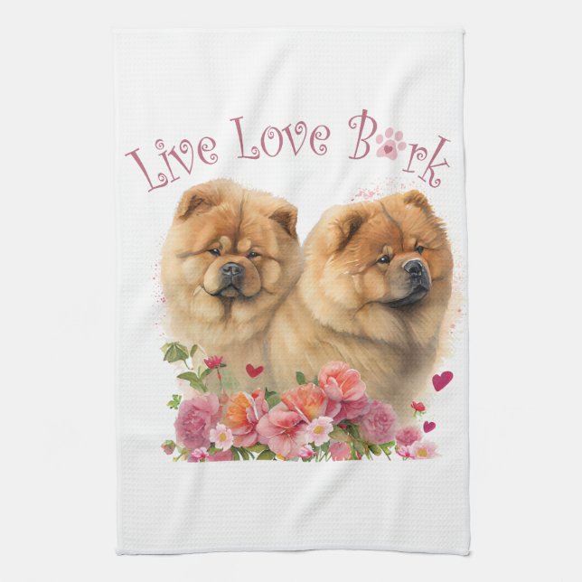 Paño De Cocina Mamá Perro Chow Chow Floral (Vertical)
