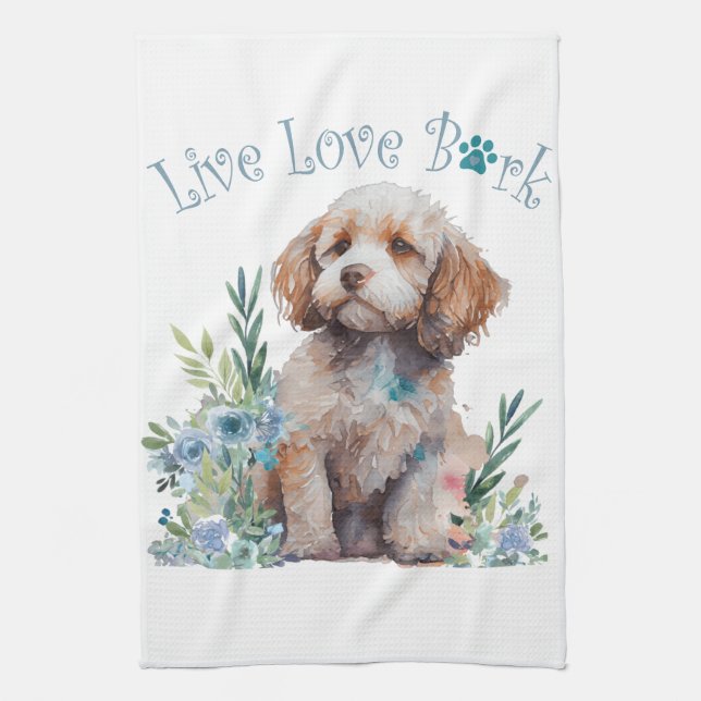 Paño De Cocina Mamá Perro Cockapoo Floral (Vertical)