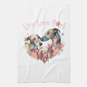 Paño De Cocina Mamá Perro Galgo Floral