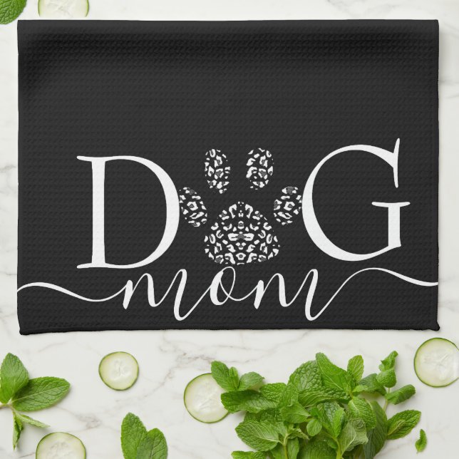 Paño De Cocina Mamá perro huella de pata  (Doblado)