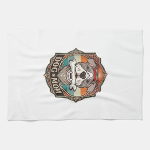 Paño De Cocina Mamá Perro Hueso Bandana Marco Vintage_1