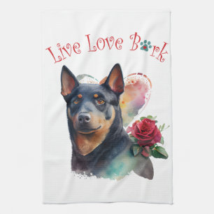 Paño De Cocina Mamá Perro Kelpie Australiano Floral