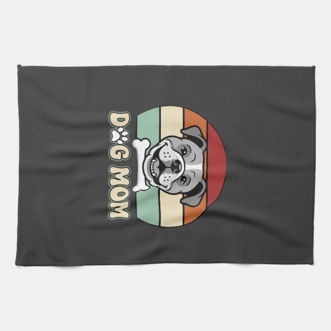 Paño De Cocina Mamá Perro Retro Vector Bulldog (Horizontal)