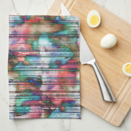 Paño De Cocina Manchas de color con rayas rotas, desvanecimiento
