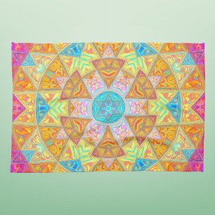 Paño De Cocina Mandala amarilla rosa y azul
